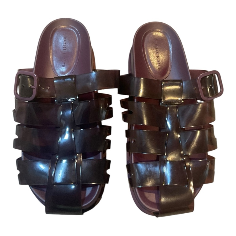CHARLES & KEITH MADISON CAGED SEE-THROUGH SLIDE SANDALS Size 9